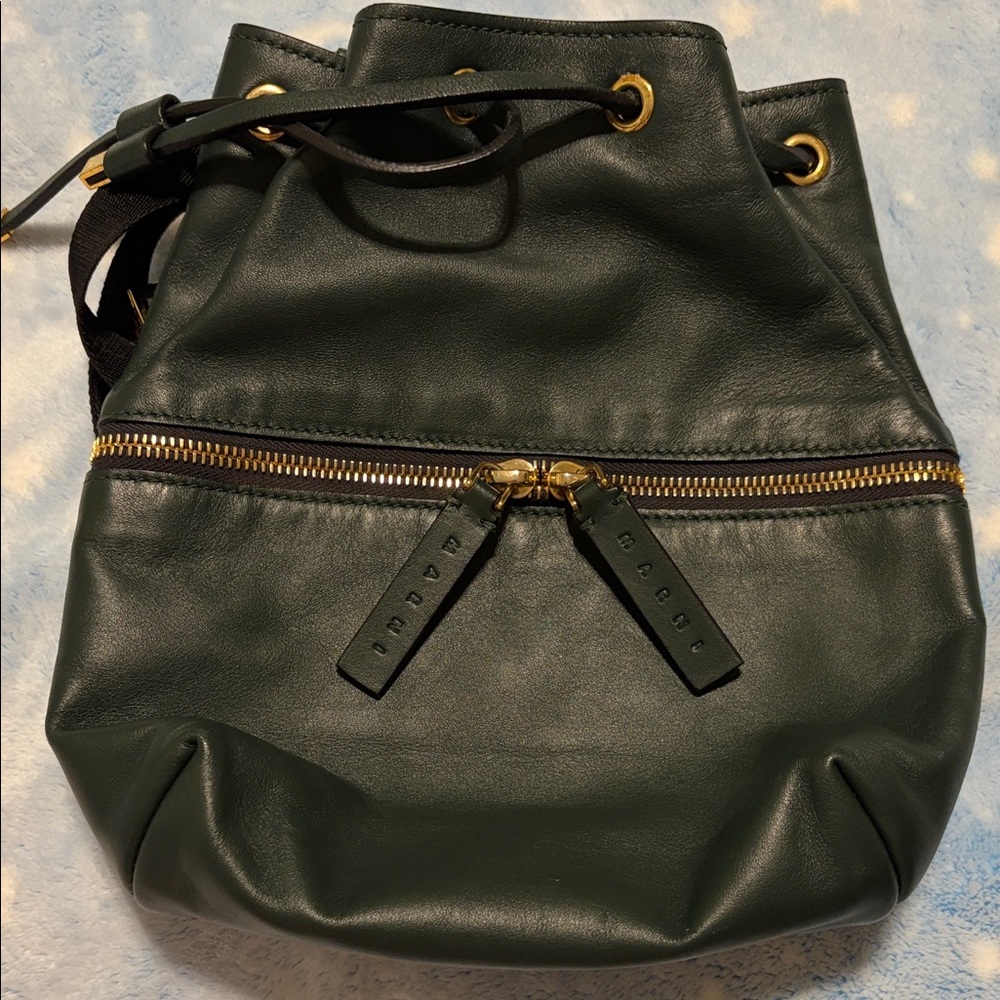 Marni Green Leather Bucket Bag